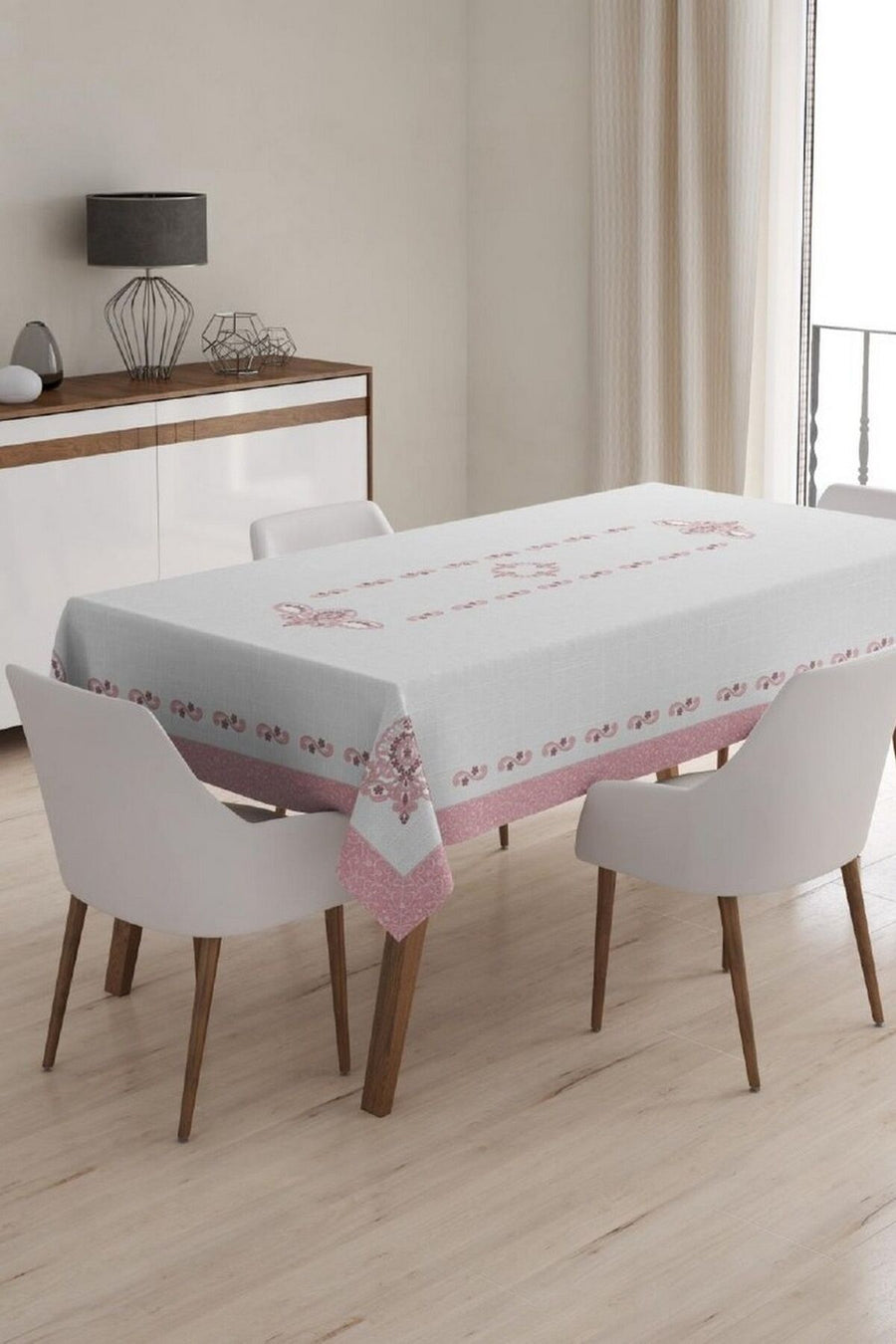 PEMBE BEYAZ BAHÇE,BALKON,MUTFAK MASA ÖRTÜSÜ 120*150