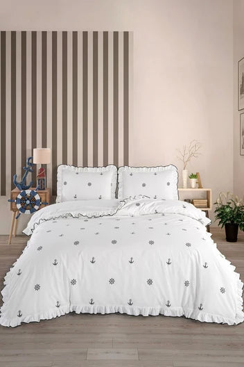 ART HOME %100 PAMUK ÇİFT KİŞİLİK FIRFIRLI NEVRESİM TAKIMI