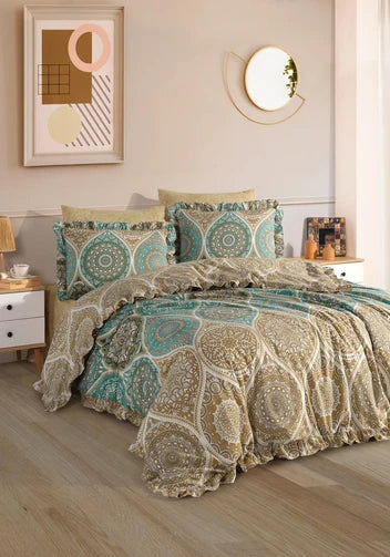 ART HOME %100 PAMUK ÇİFT KİŞİLİK FIRFIRLI NEVRESİM TAKIMI OTANTİK