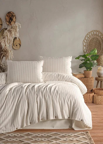 ART HOME %100 ORGANİK PAMUK ÇİFT KİŞİLİK FIRFIRLI NEVRESİM TAKIMI BORDO