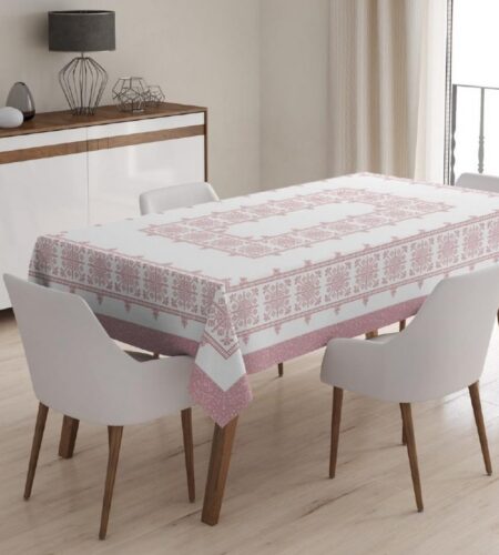 PEMBE KANAVİÇE DESENLİ DERTSİZ MASA ÖRTÜSÜ 120*160