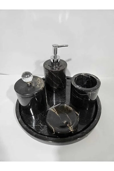 SİYAH MERMER 5 Lİ BANYO SETİ
