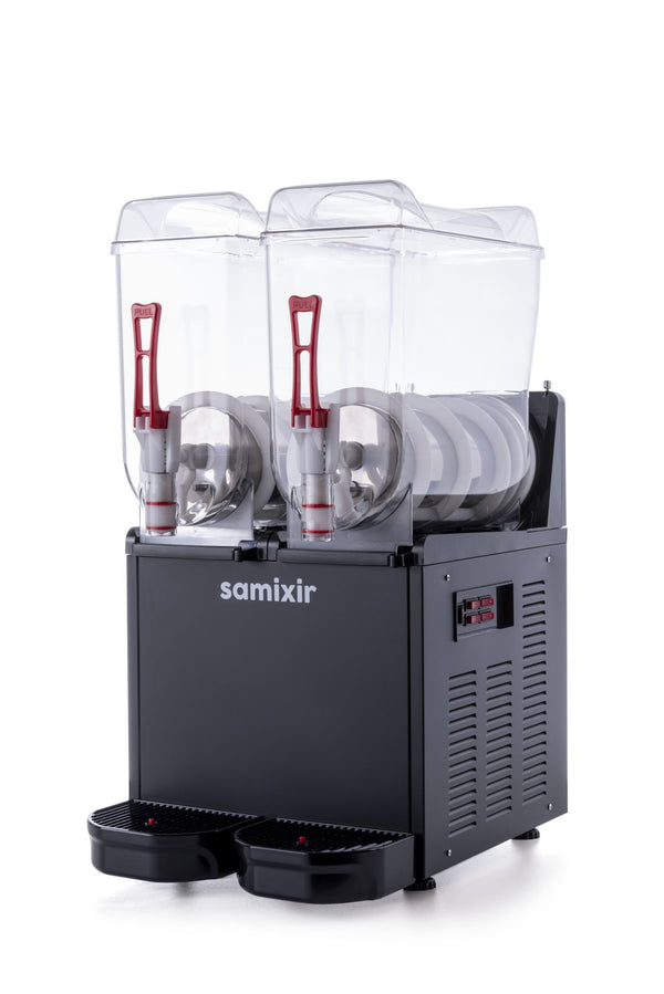 Samixir SLUSH24 Twin Ice Slush Granita Milkshake ve Soğuk Meyve Suyu Dispenseri, 12+12 L, Siyah